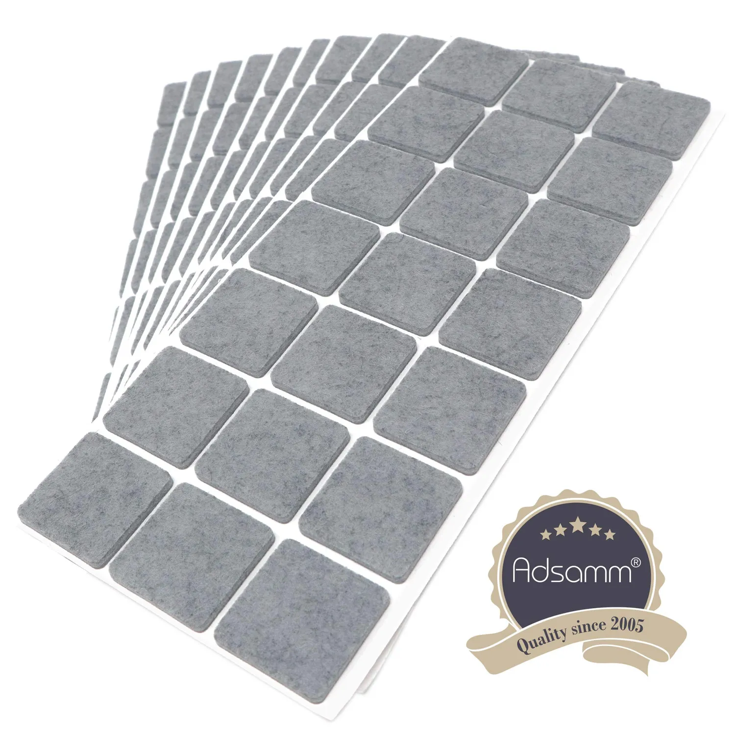 Adsamm feltrini autoadesivi quadrati 30x30 mm grigi 210 pezzi 3,5 mm