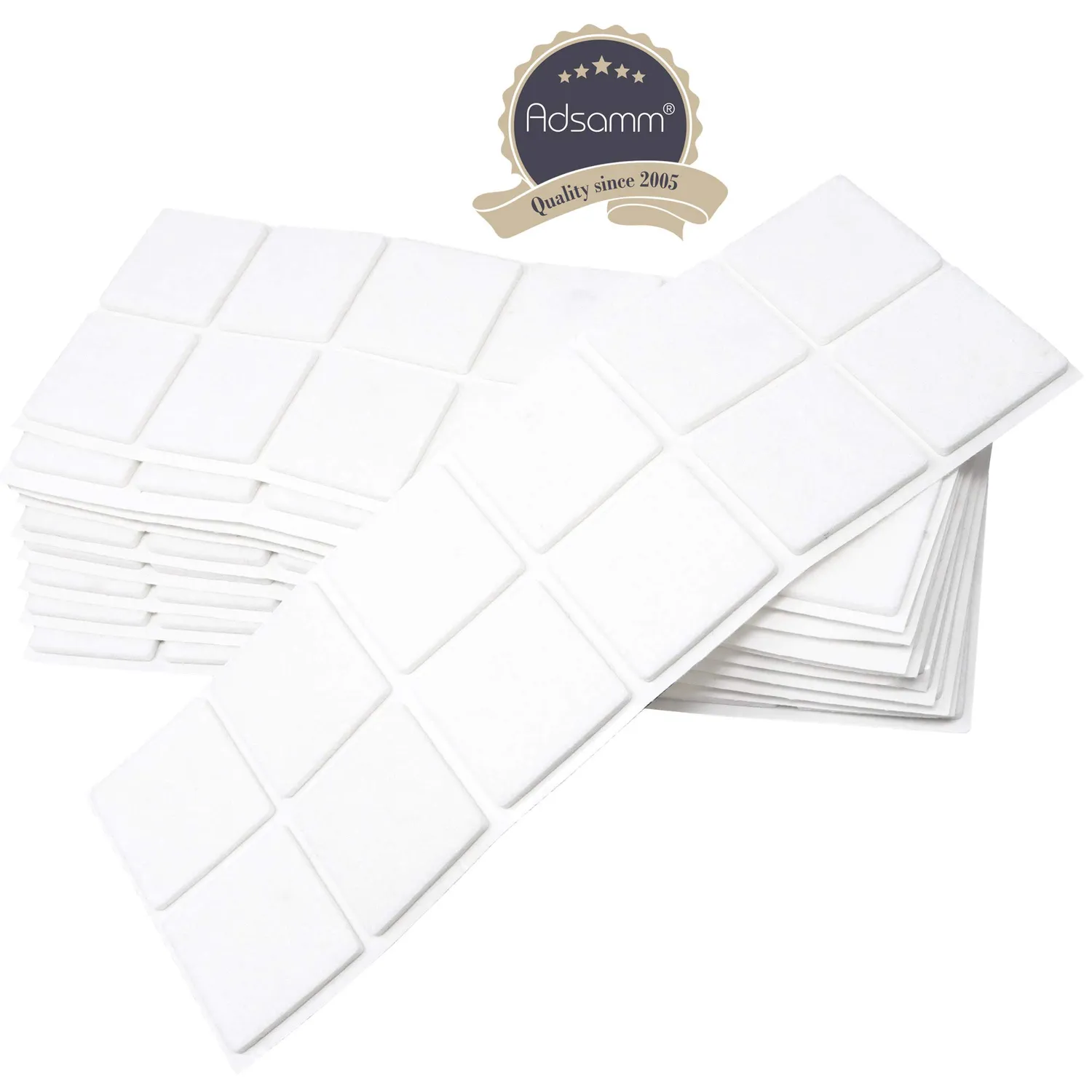 Adsamm feltrini quadrati bianchi 40x40 mm 120 pz autoadesivi