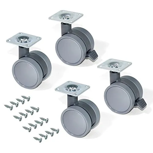 Emuca 2036421 rotelle mobili Ø50 mm grigie set 4 pezzi freno
