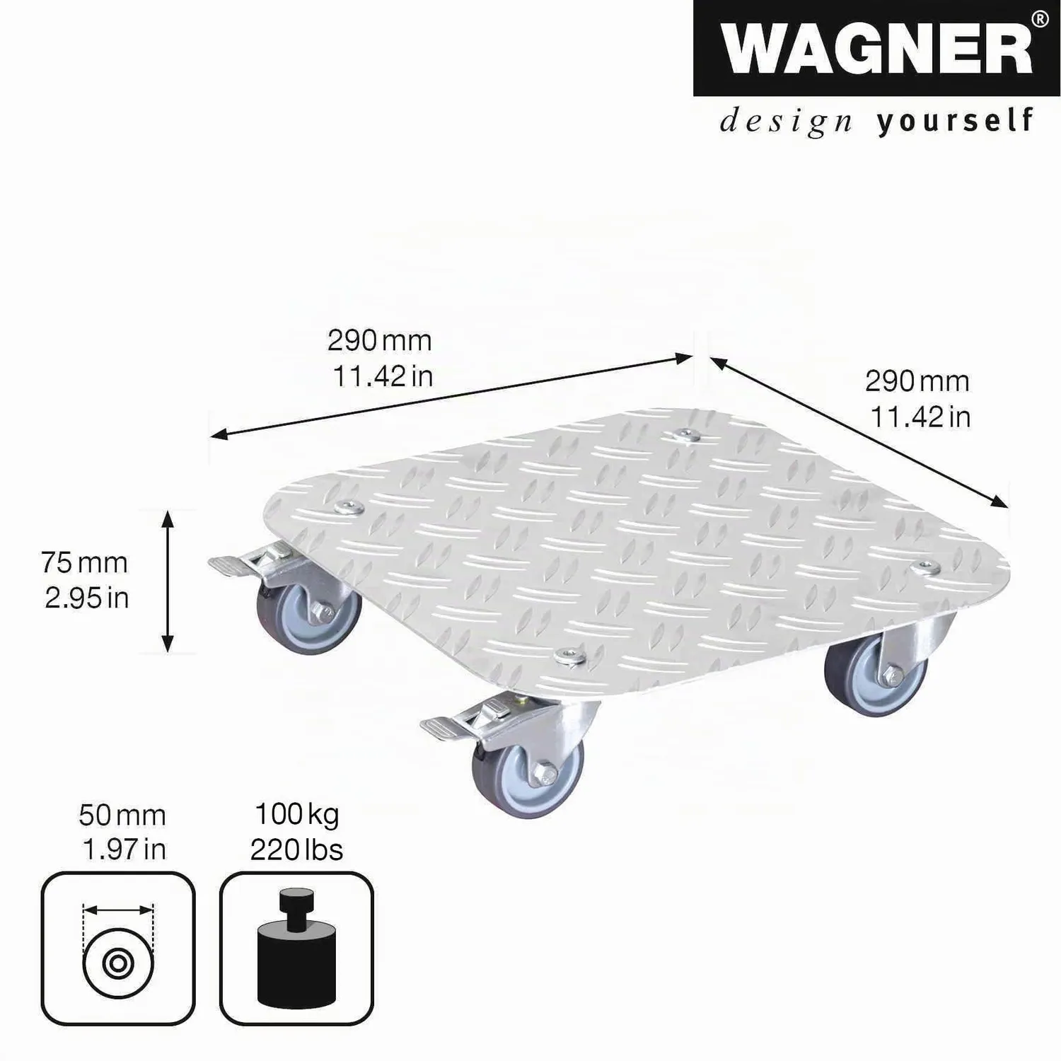 Wagner Alaska 20700301 carrello per piante 29x29 cm alluminio