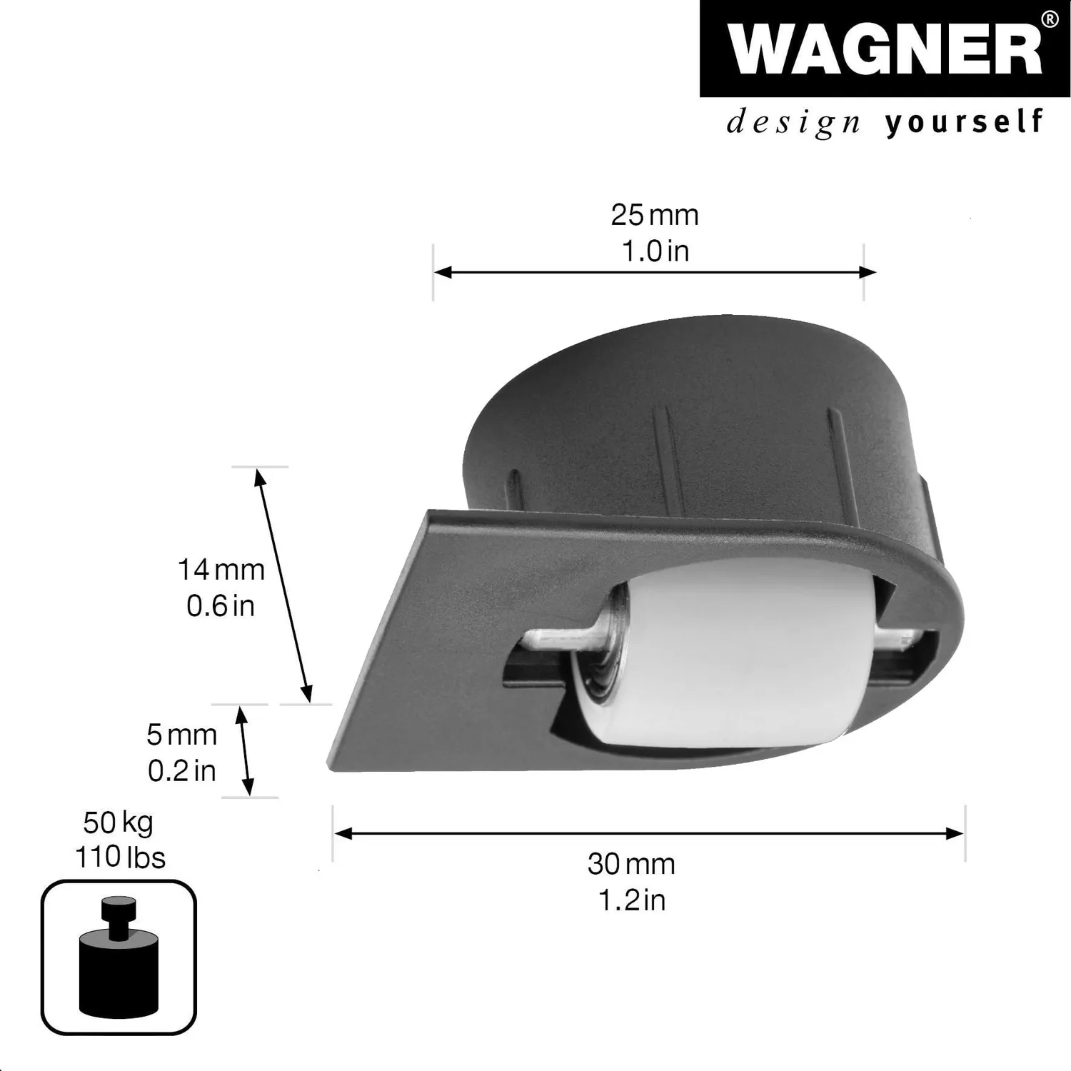Wagner RO 7028 rotella incasso 15 mm 1 pz battistrada duro