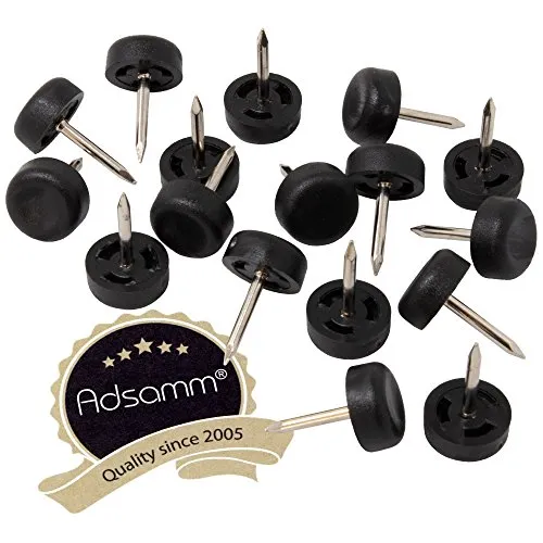 Adsamm PG-N-BL-13-16 Pattini Plastica Ø13 mm Nero 16 pz