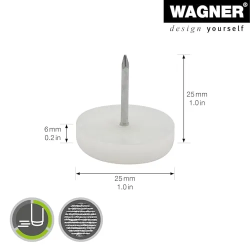 Wagner EH 0926 15092699 pattini plastica bianchi 25mm 4 pezzi chiodo