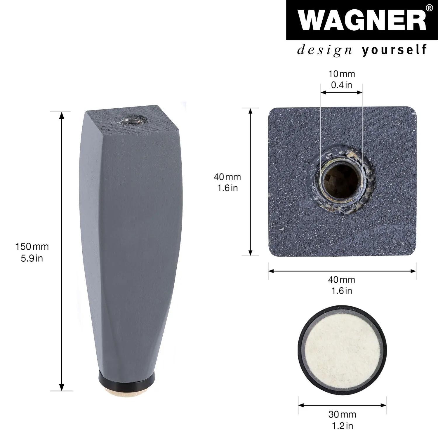 Wagner ST 7341 12734101 gamba legno pino 150 mm grigio