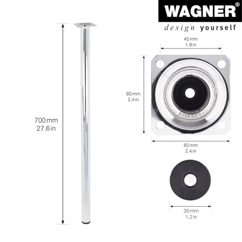 Wagner 1550 piede per mobili cromo 500 mm