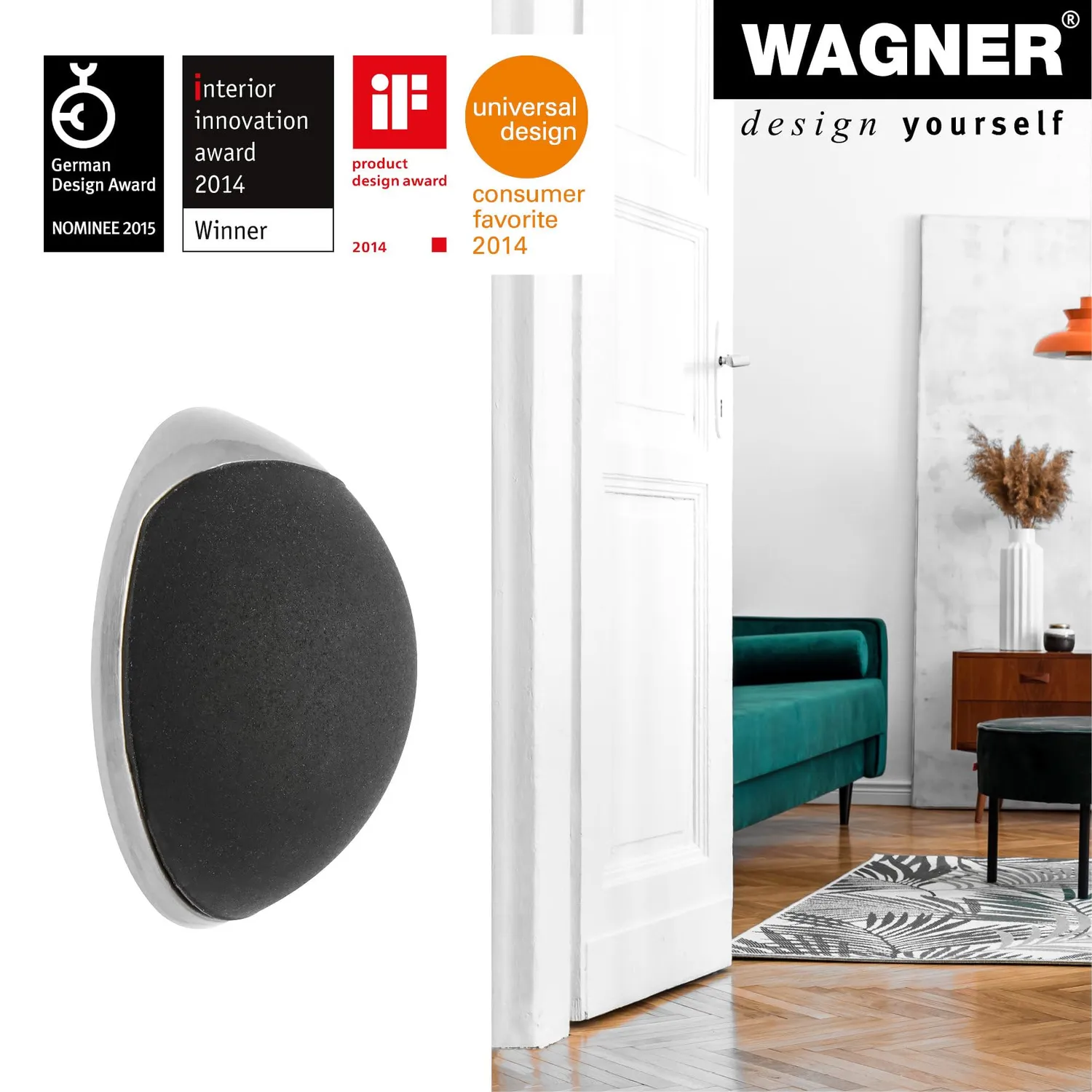WAGNER Fermaporta muro Ø30x12 mm zinco argento nero