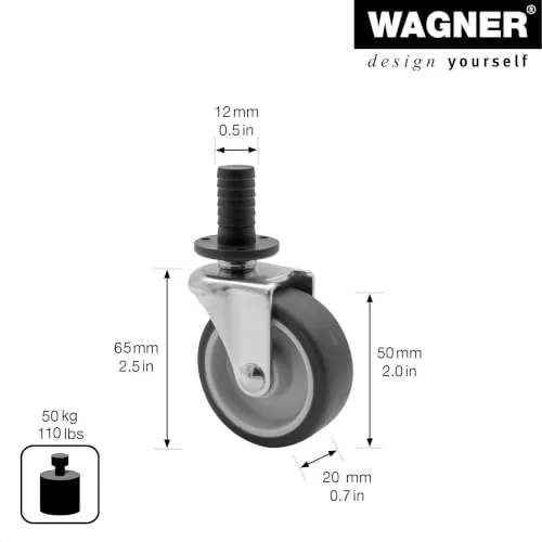 Wagner 01908801 rotella carrello tè grigia Ø 50 mm 50 kg