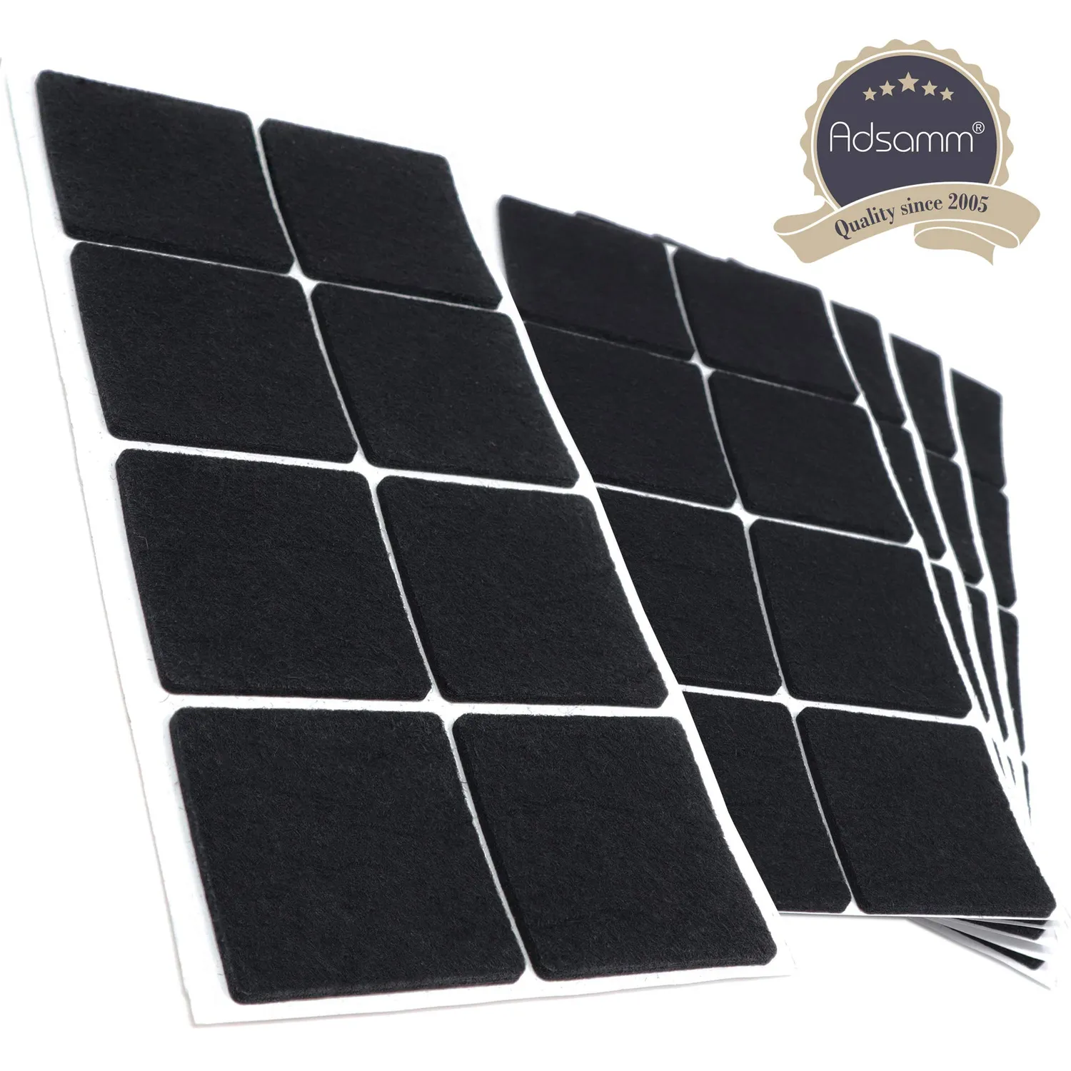 Adsamm Feltrini Autoadesivi 50x50 mm Neri 40 Pezzi Quadrati