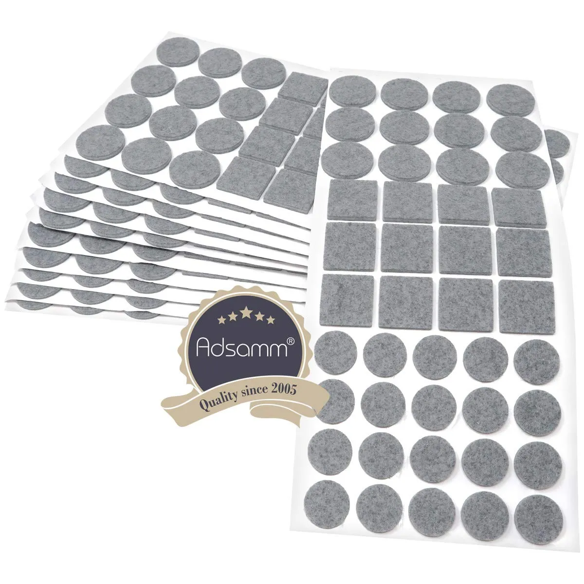 Adsamm feltrini autoadesivi misti 440 pezzi grigi 20-28 mm