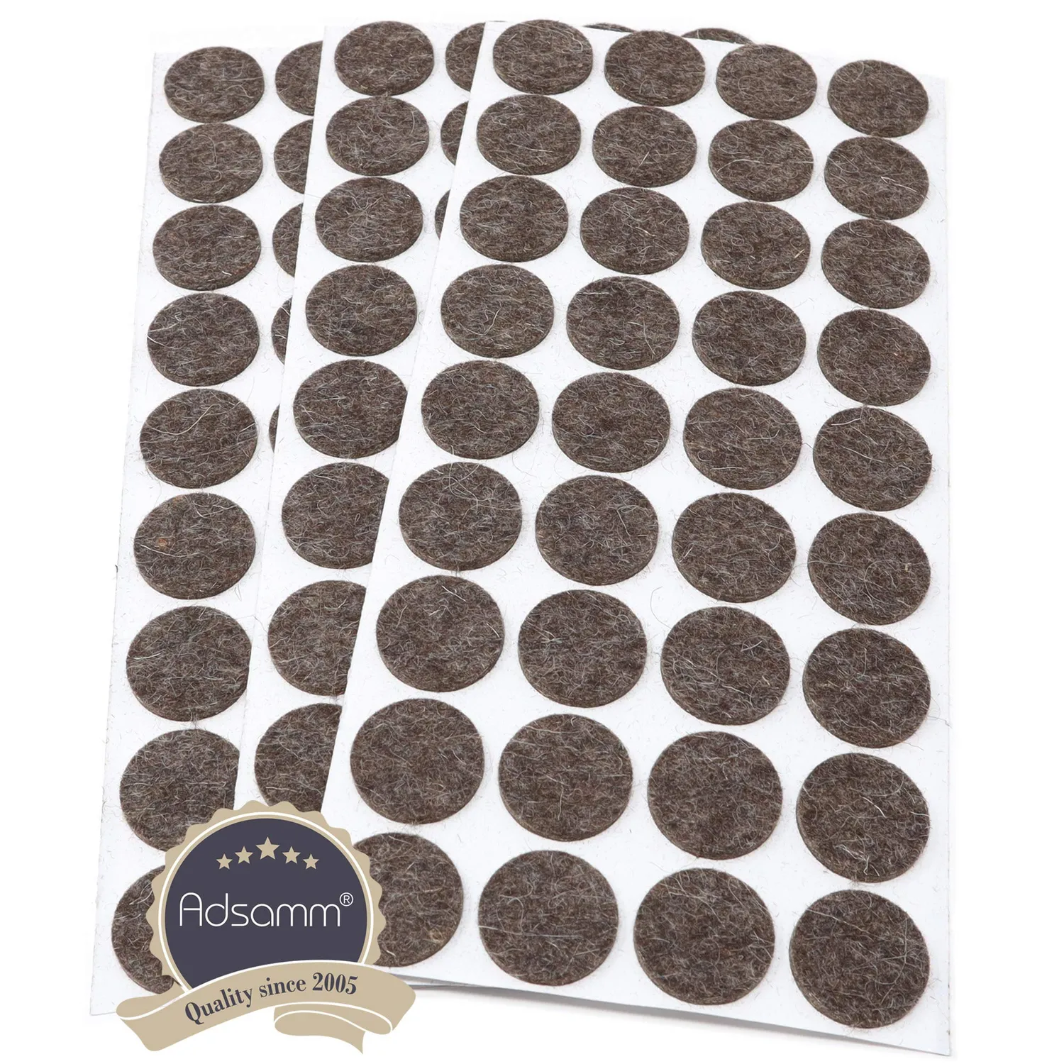 Adsamm Feltrini Ø 24 mm Marroni 108 Pezzi Lana