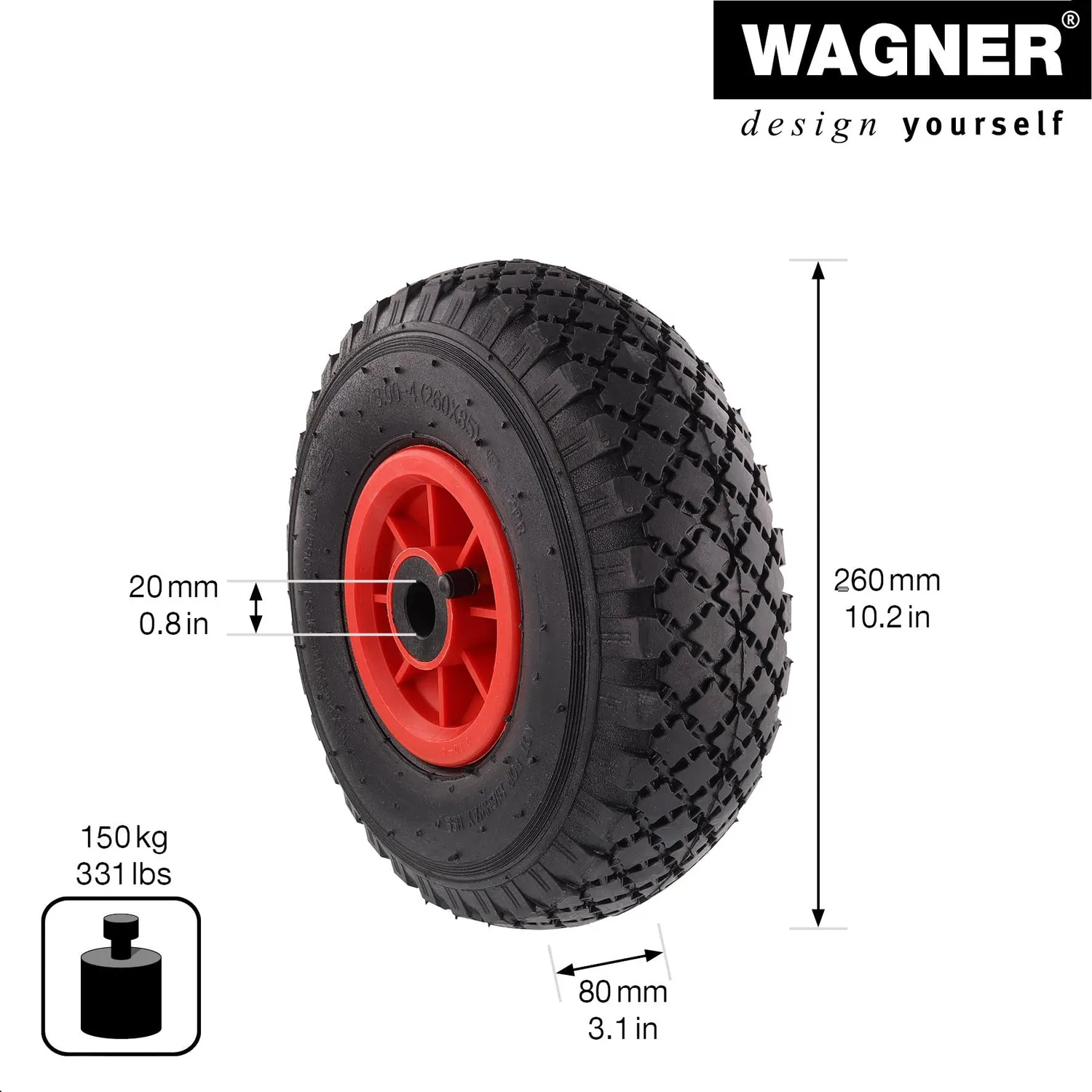 Wagner RO 9262 ruota carriola 260x80 mm portata 150 kg
