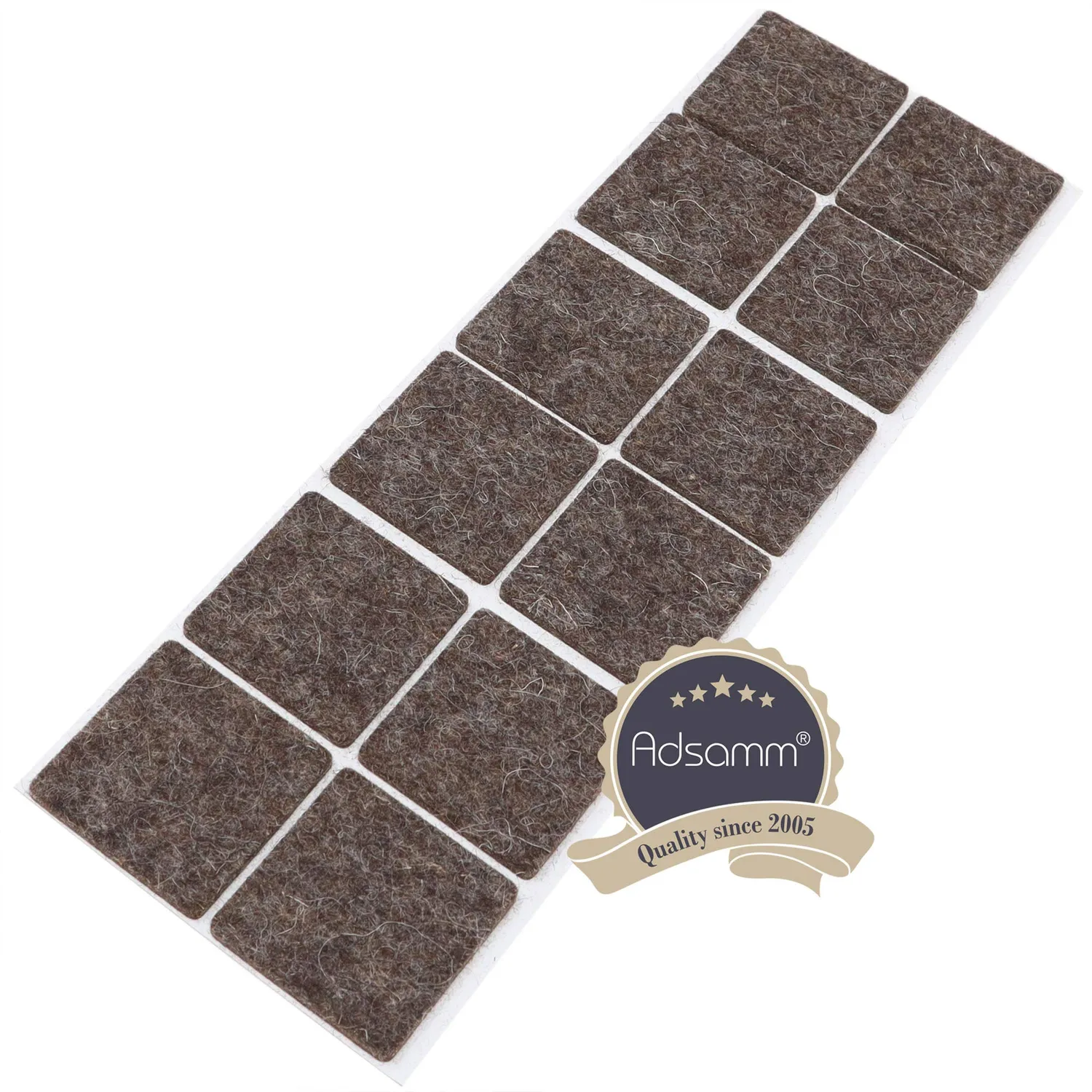 Adsamm Quality feltrini lana 35x35 mm marrone 12 pezzi 3 mm