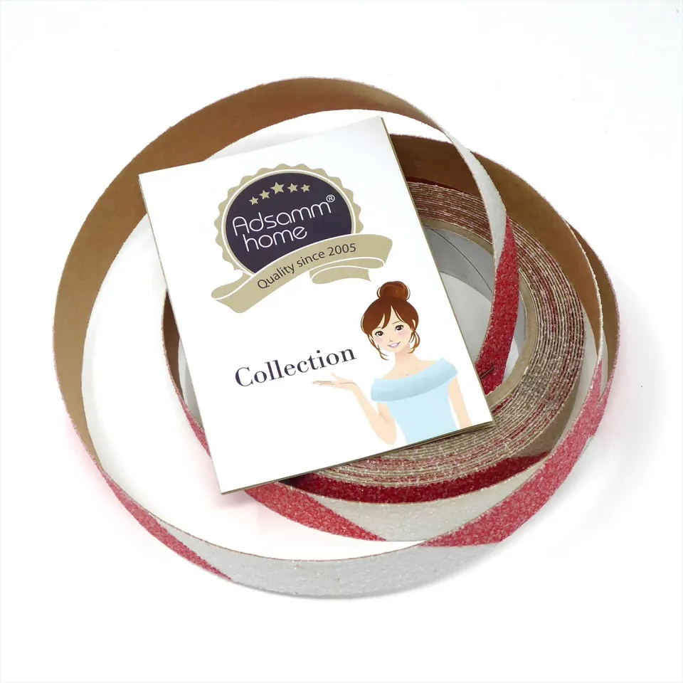 Adsamm Nastro Antiscivolo Rosso Bianco 19 mm 6 m