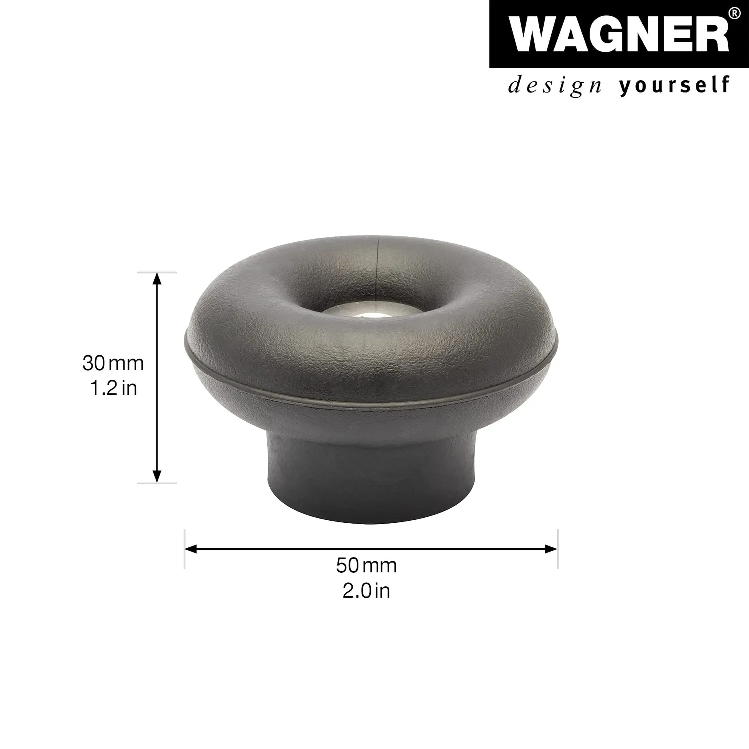 WAGNER Fermaporta Pavimento Outdoor Pulsante Gomma 50x30 mm