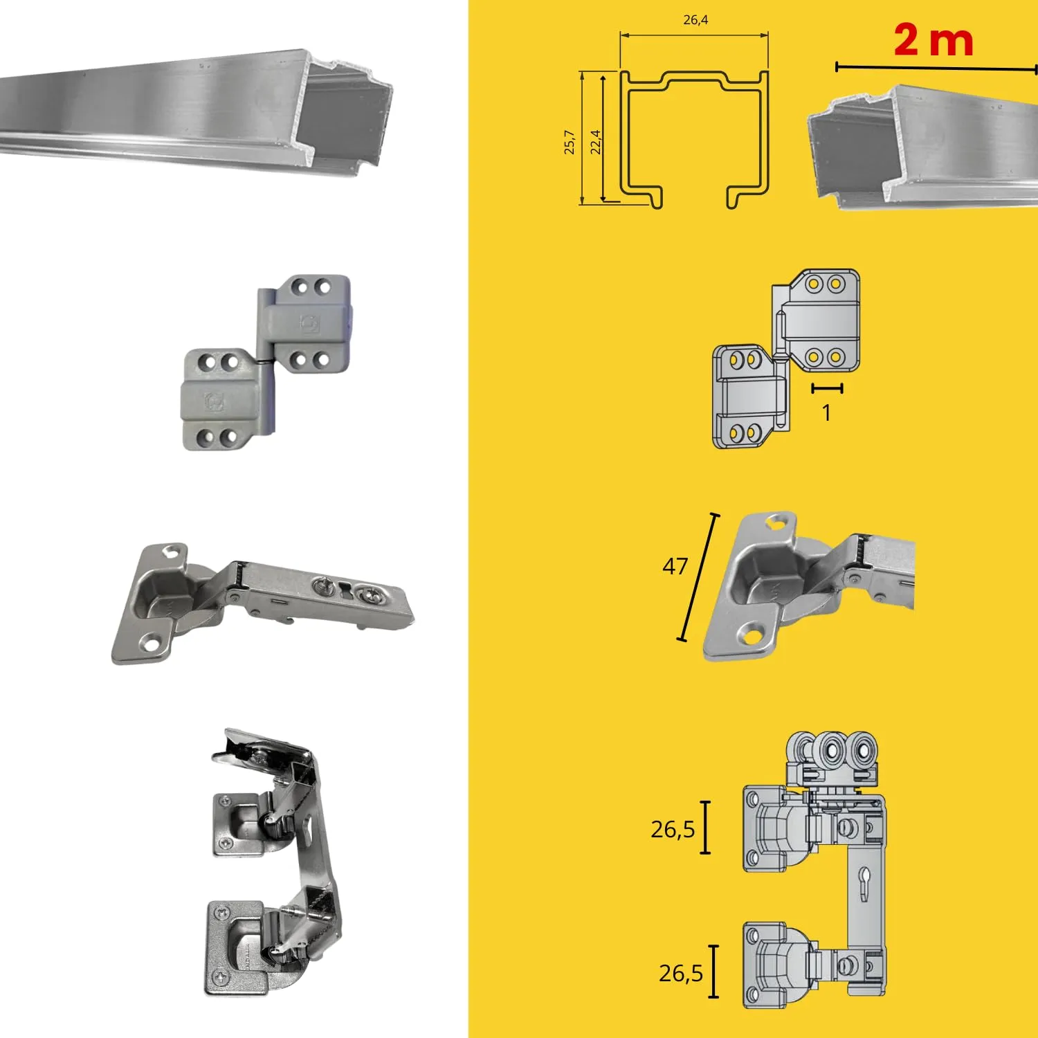 Indaux Kit Binario Ante a Libro 1 Coppia Collo Dritto