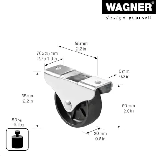Wagner Design RO 0057 rotella mobili nera 50 mm 50 kg