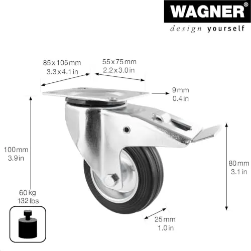 Wagner 04718401 rotella girevole freno 80 mm x1
