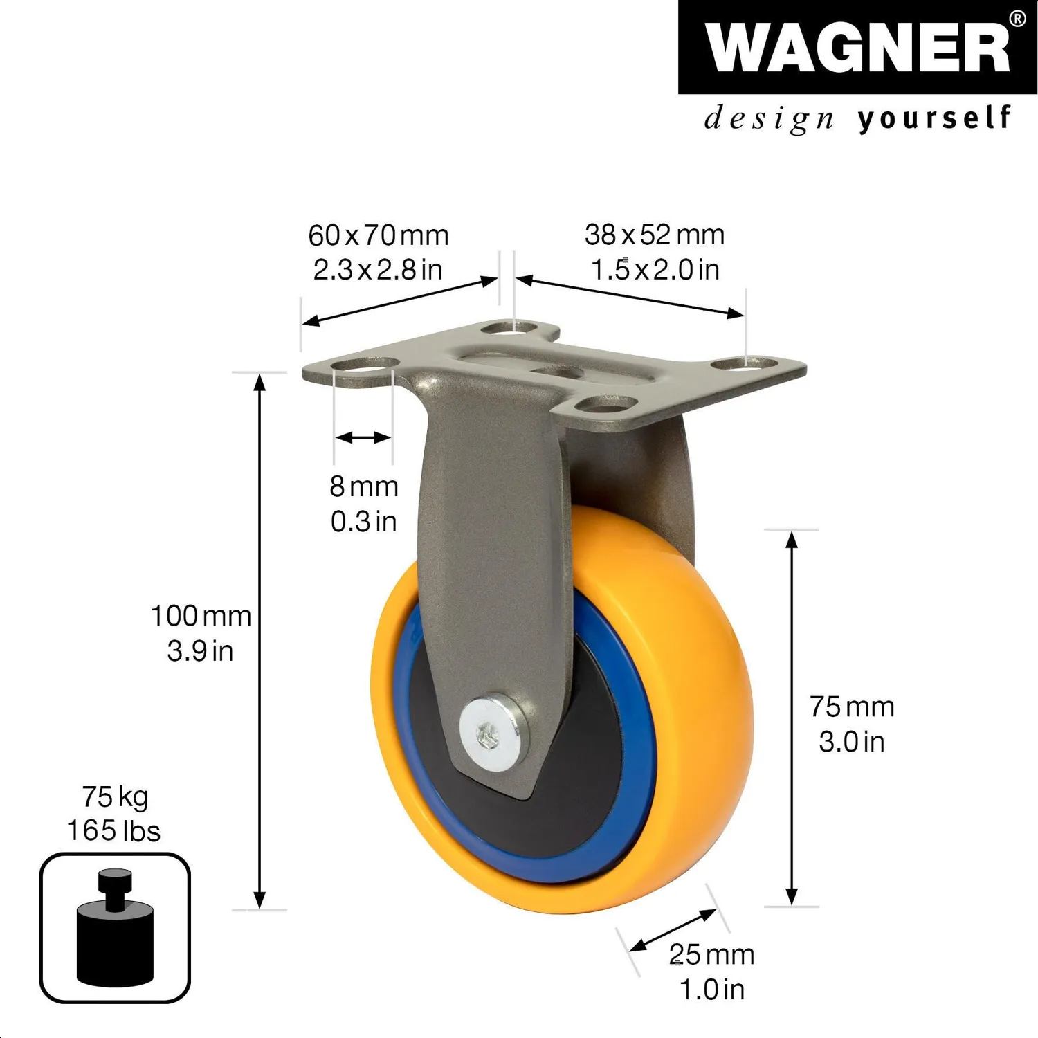 Wagner Design 3C 2475 rotella mobile morbida 75 mm 75 kg