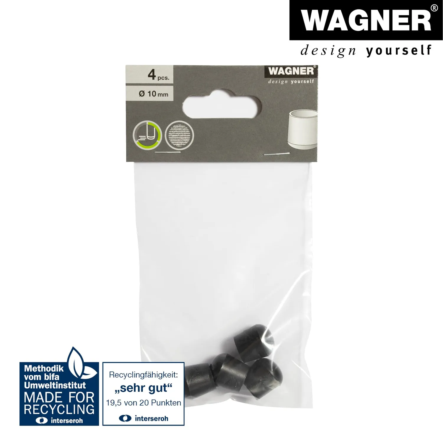 Wagner EH 0610 tappi tubi acciaio 4 pezzi neri scorrevoli