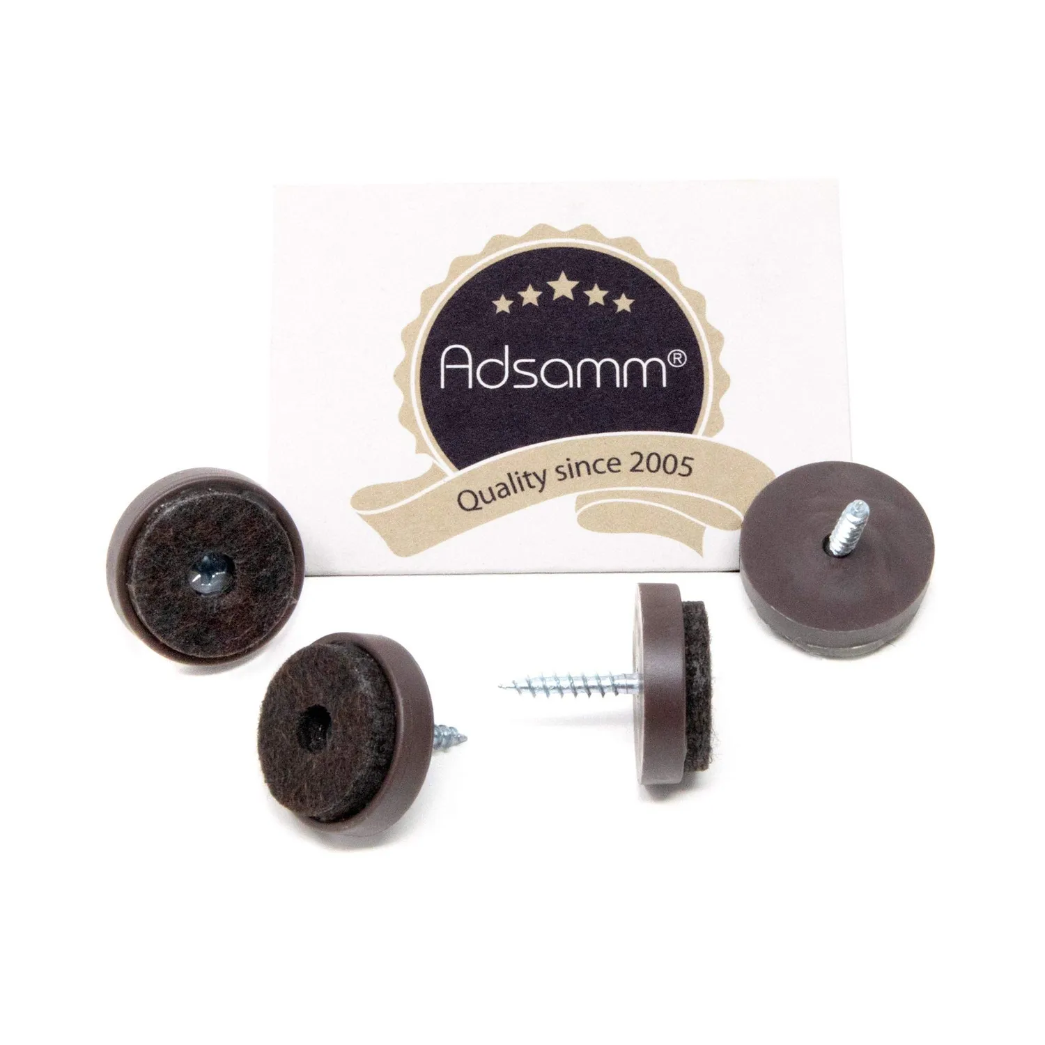 Adsamm Pattini Feltro con Vite Ø24 mm Marroni 4 pz