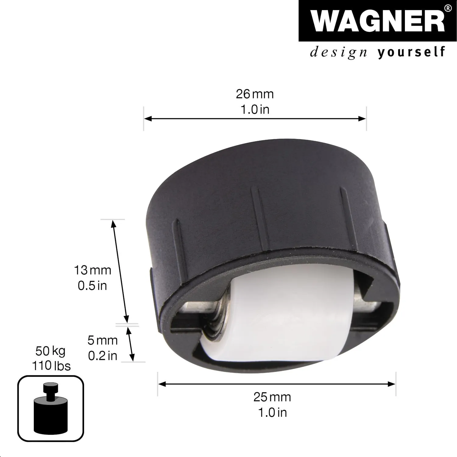 WAGNER Roller Mini 01701601 rotella incasso Ø 15 mm