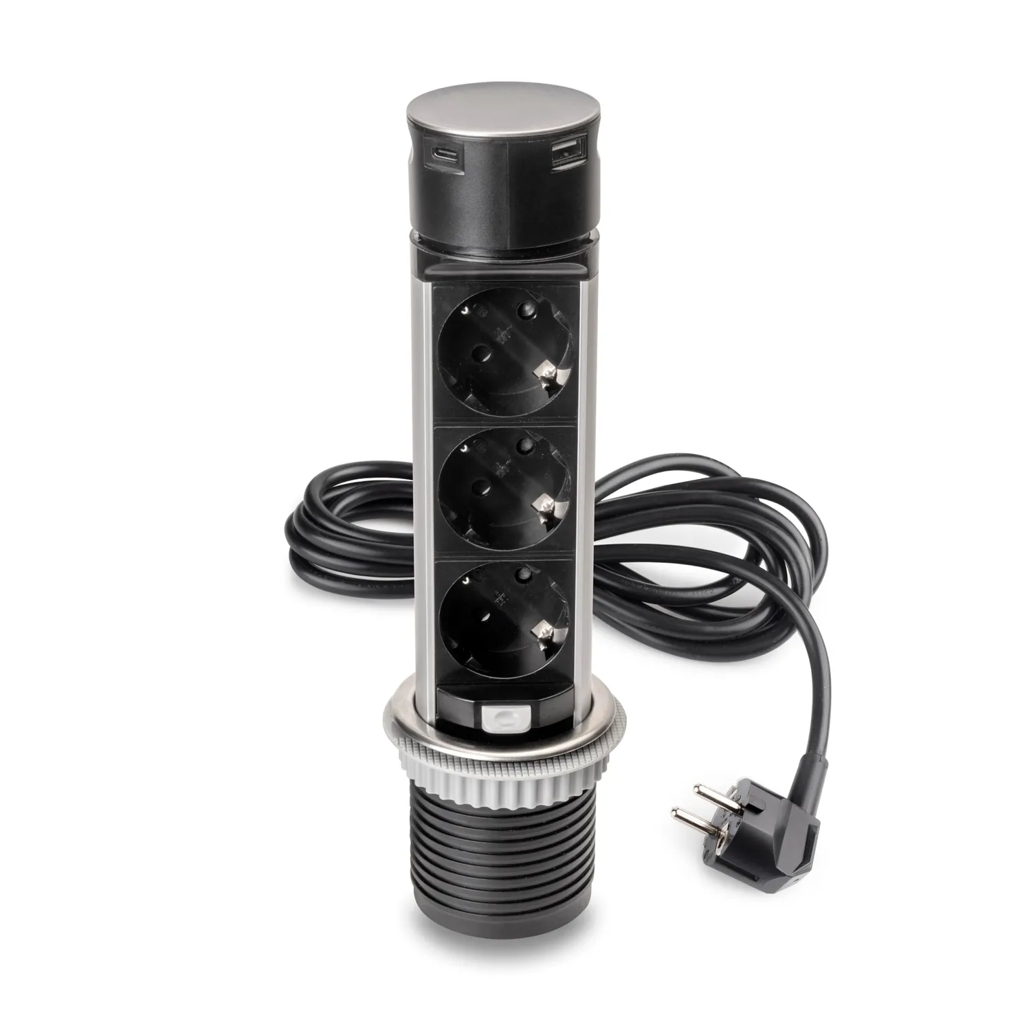 Emuca multipresa scomparsa 3 prese 2 USB nero Ø60