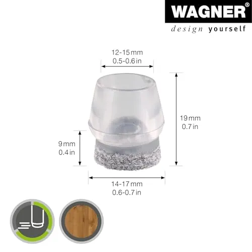 Wagner EH 0555 tappi con feltro 4 pezzi Ø12-17 mm trasparenti