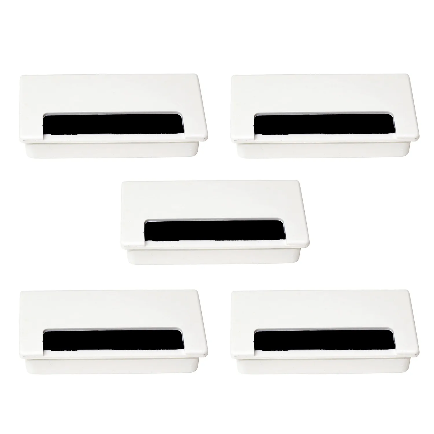 Emuca Passacavi Rettangolare 101x51 con Coperchio Set 5 Bianchi