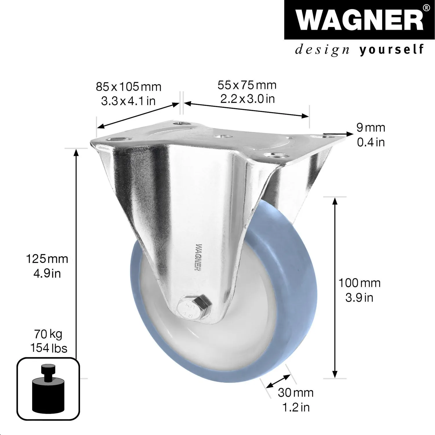 Wagner RO 8600 rotella fissa 100 mm 70 kg