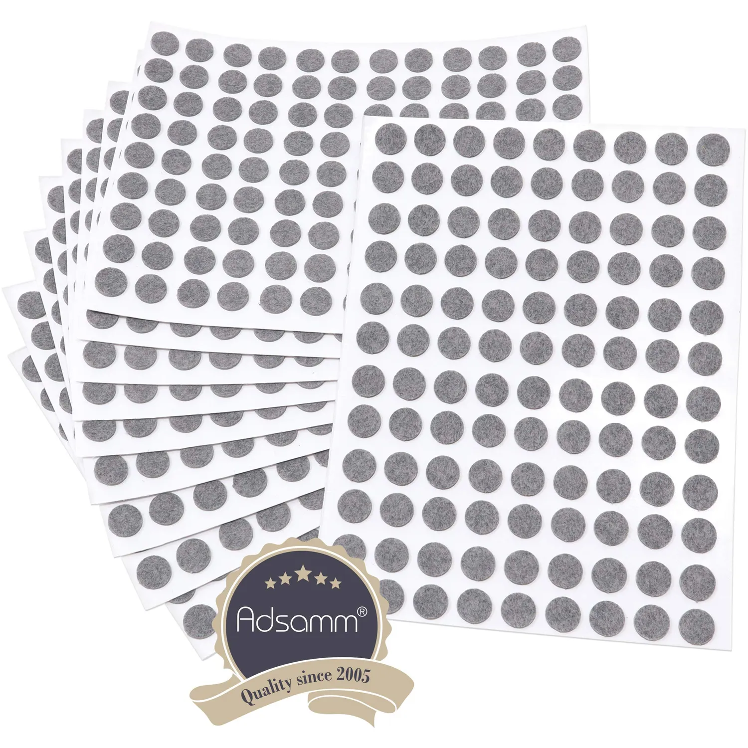 Adsamm Feltrini Autoadesivi Tondi Ø 10 mm Grigio 1080 pz Ultrasottili