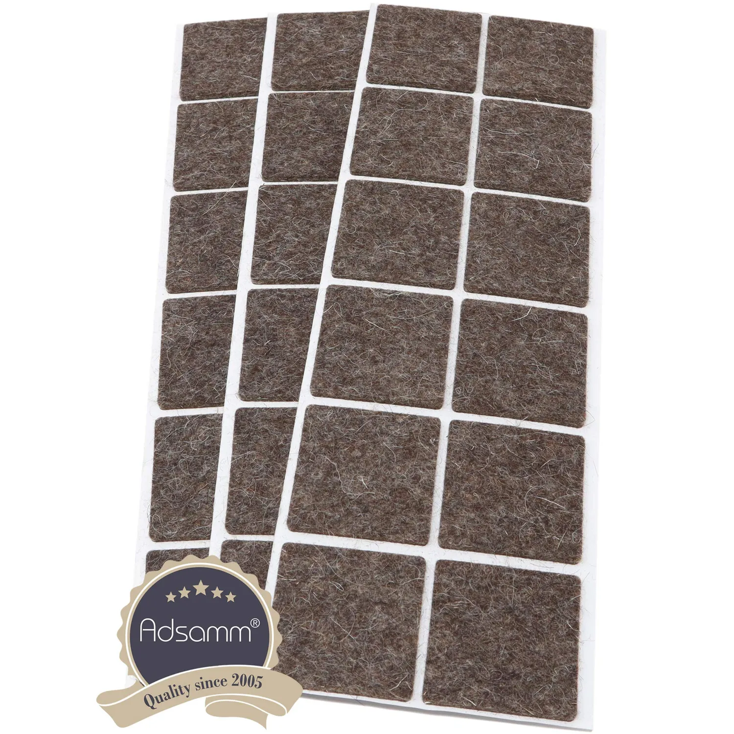 Adsamm Feltrini Quadrati 40x40 mm Marrone 36 Pezzi Lana