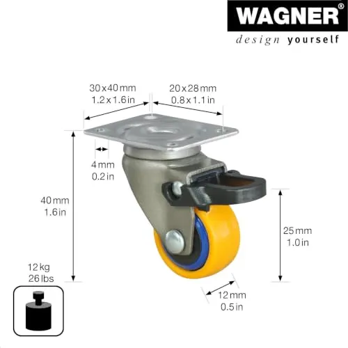 Wagner Design 3C RO 2325 ruota girevole con freno 25 mm multicolore
