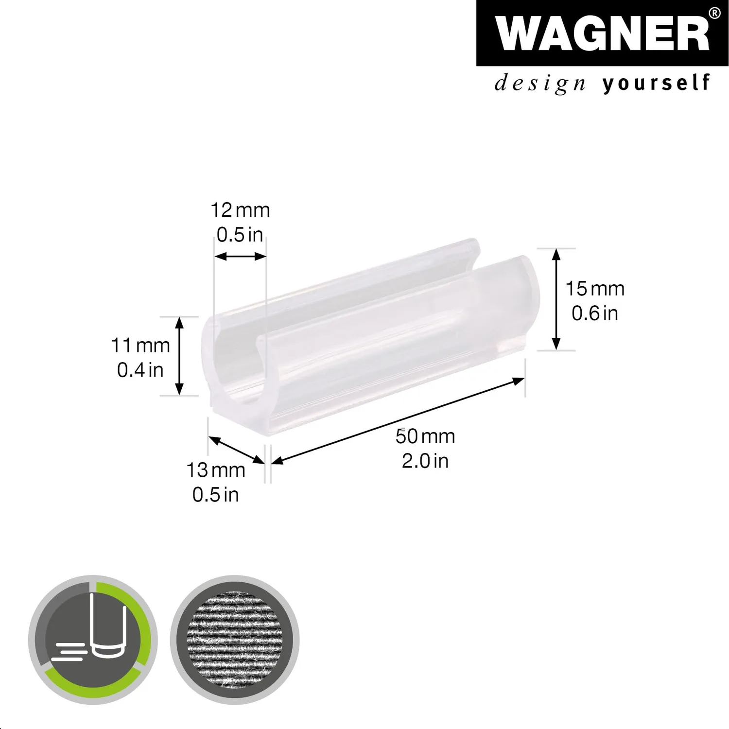 Wagner tappi morsetto tubo rotondo plastica trasparente 4 pezzi