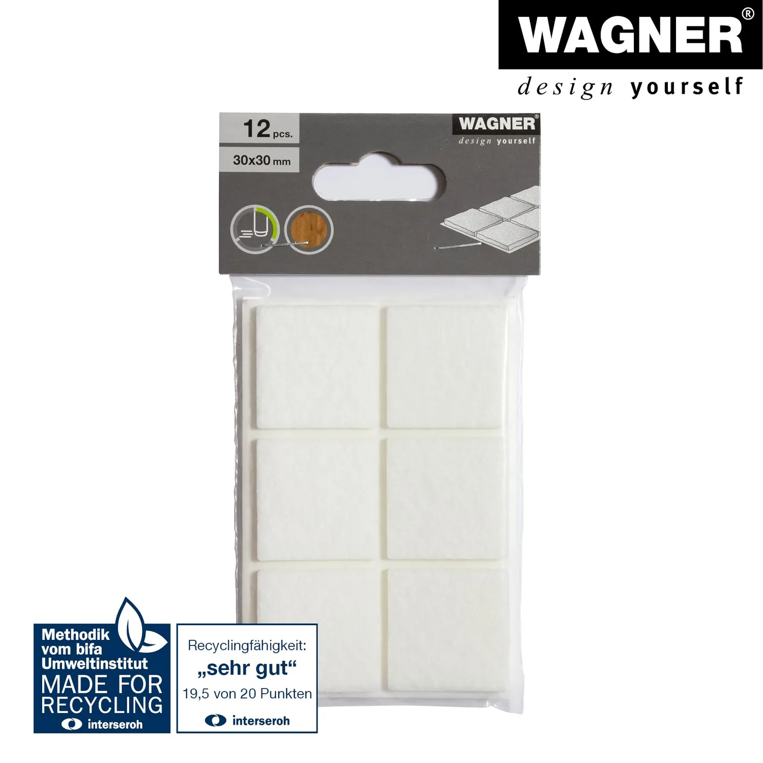 Wagner 15173099 EH 1730 feltrini adesivi quadrati bianchi 12 pezzi