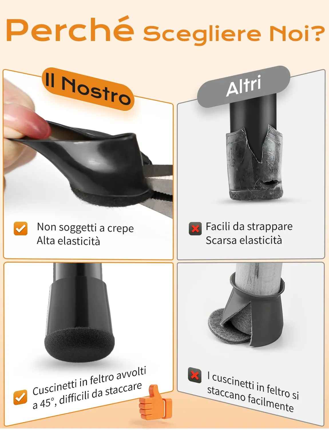 Meldel Gommini Sedie XS Nero Silicone 24 pz 15-20 mm