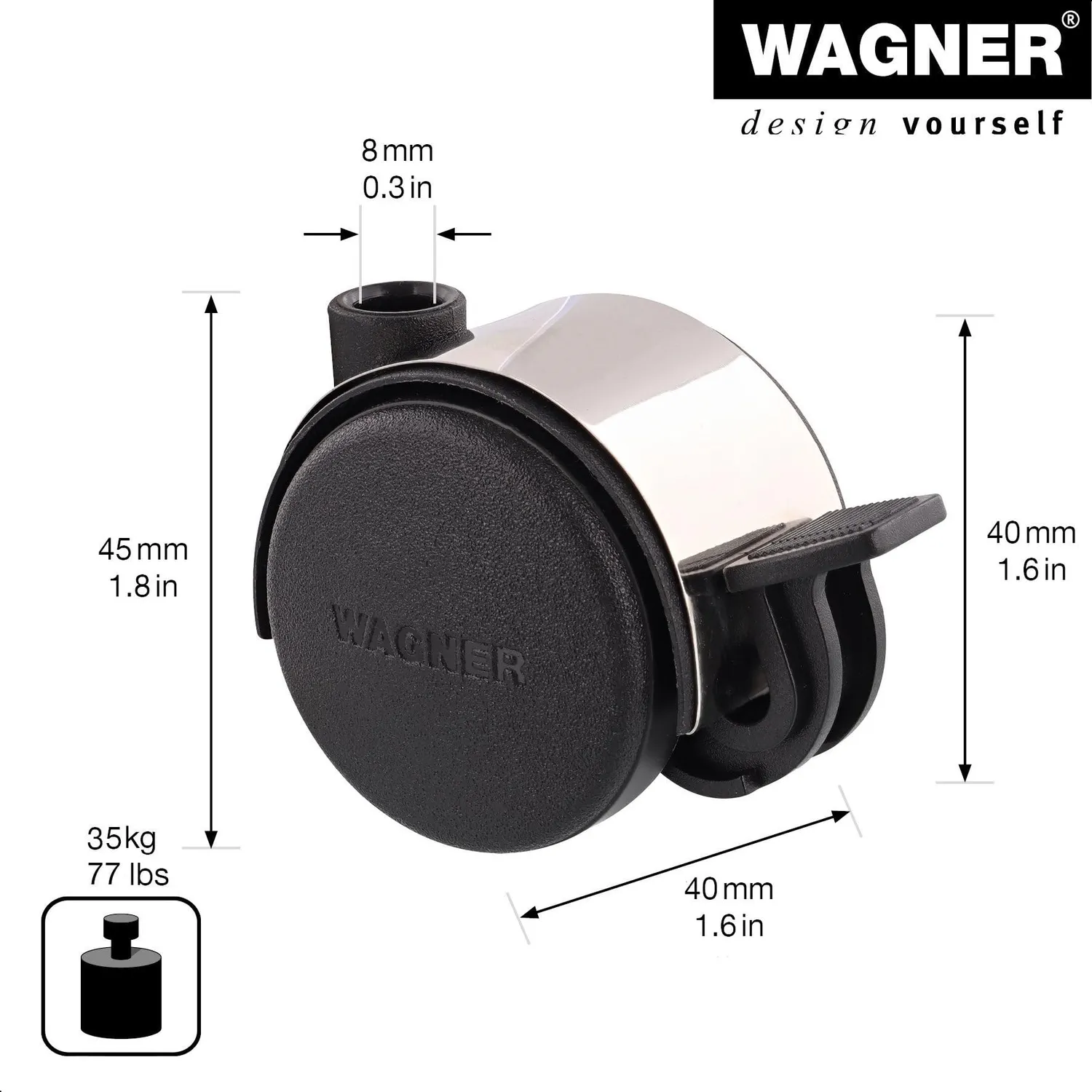 Wagner RO 1526 rotella doppia Ø40 mm con freno