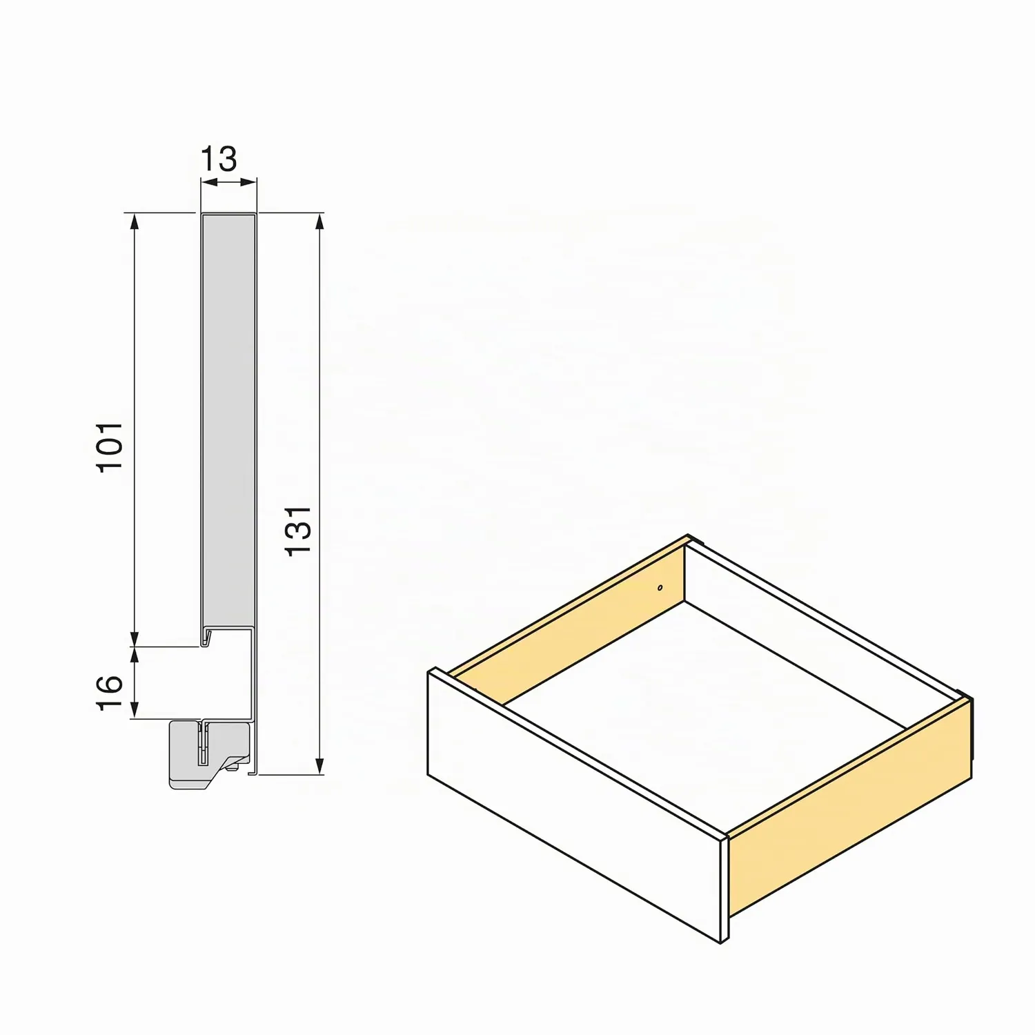 Emuca Vertex Push Cassetto H131 350 mm Antracite