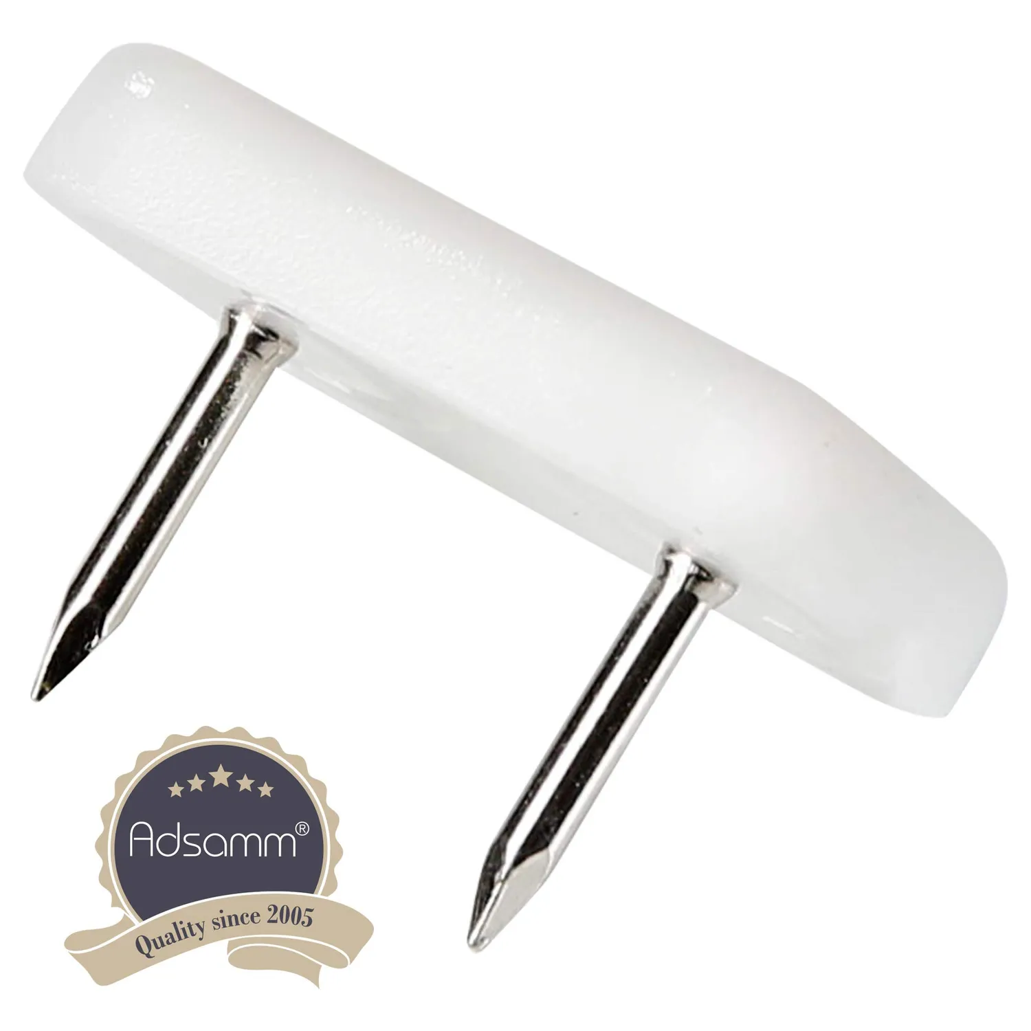 Adsamm 18x30 mm feltrini plastica con chiodo 100 pz bianchi