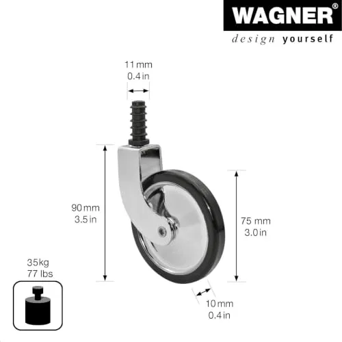 Wagner RO 9084 rotella carrello tè Ø75 mm perno 11 mm 35 kg