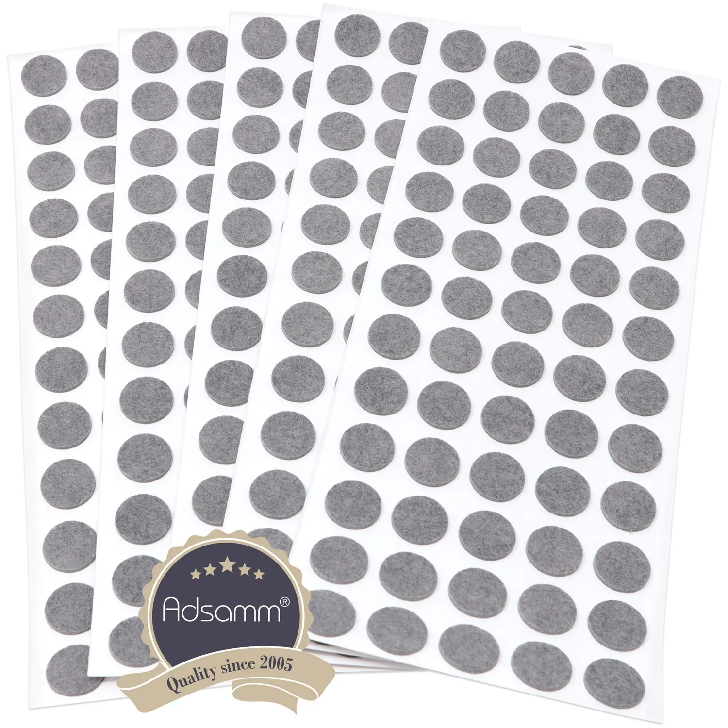 Adsamm ultrasottili feltrini per mobili rotondi Ø14mm grigi 300pz 1,5mm