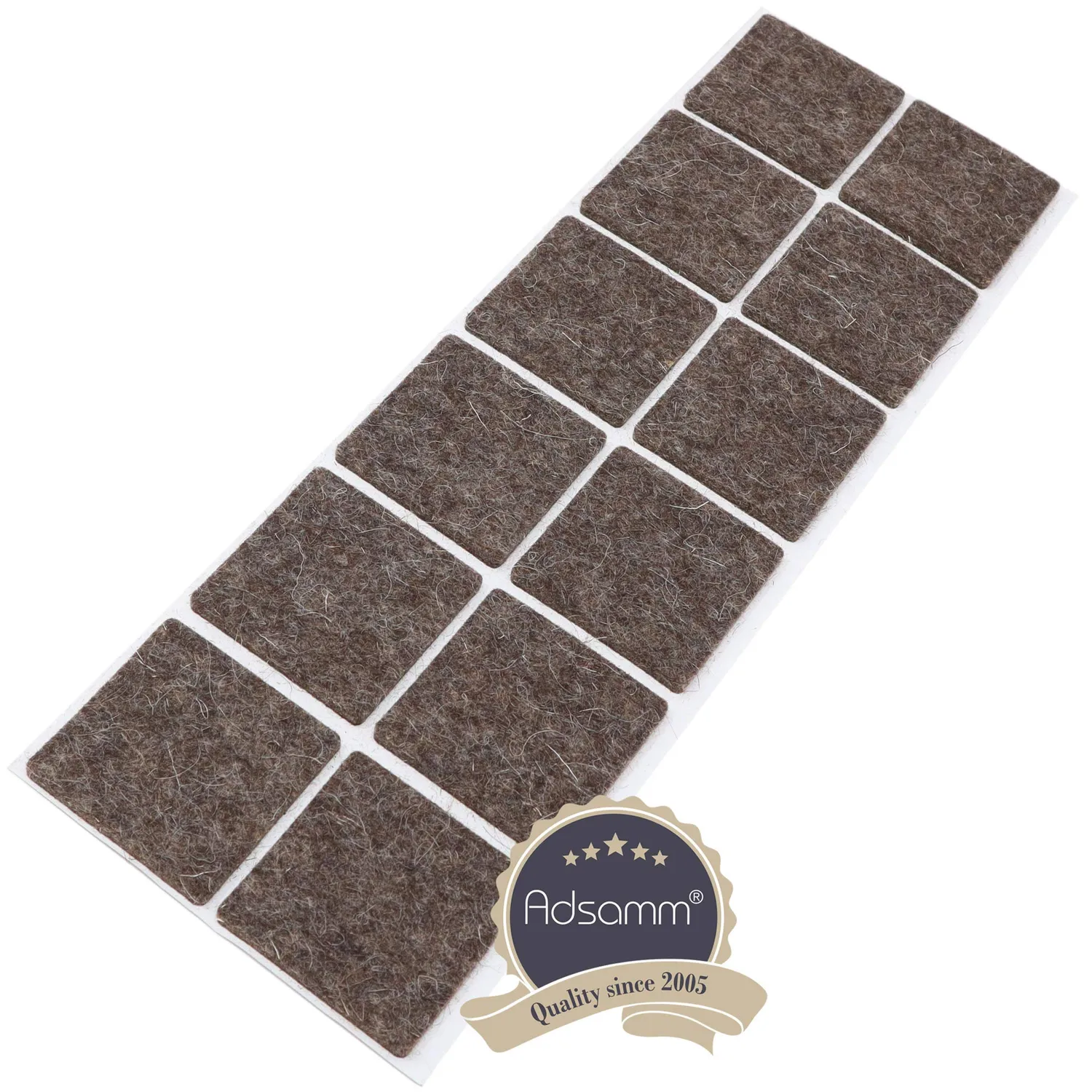 Adsamm feltrini lana 40x40 mm marroni 12 pezzi 3 mm