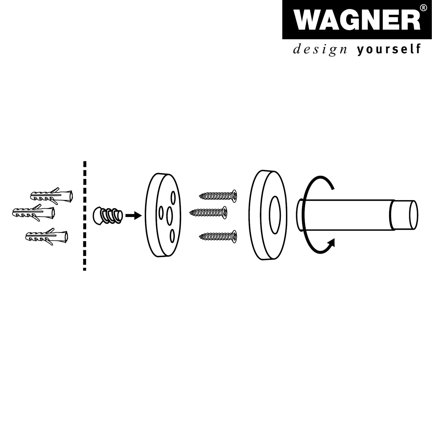 WAGNER Stick 15806411 fermaporta muro zinco satinato