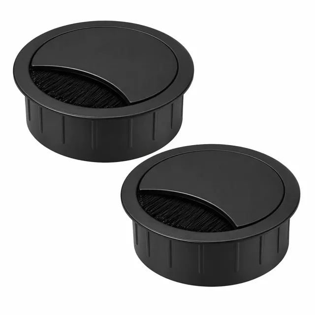 Gedotec passacavo scrivania 60 mm nero rotondo 2 pezzi