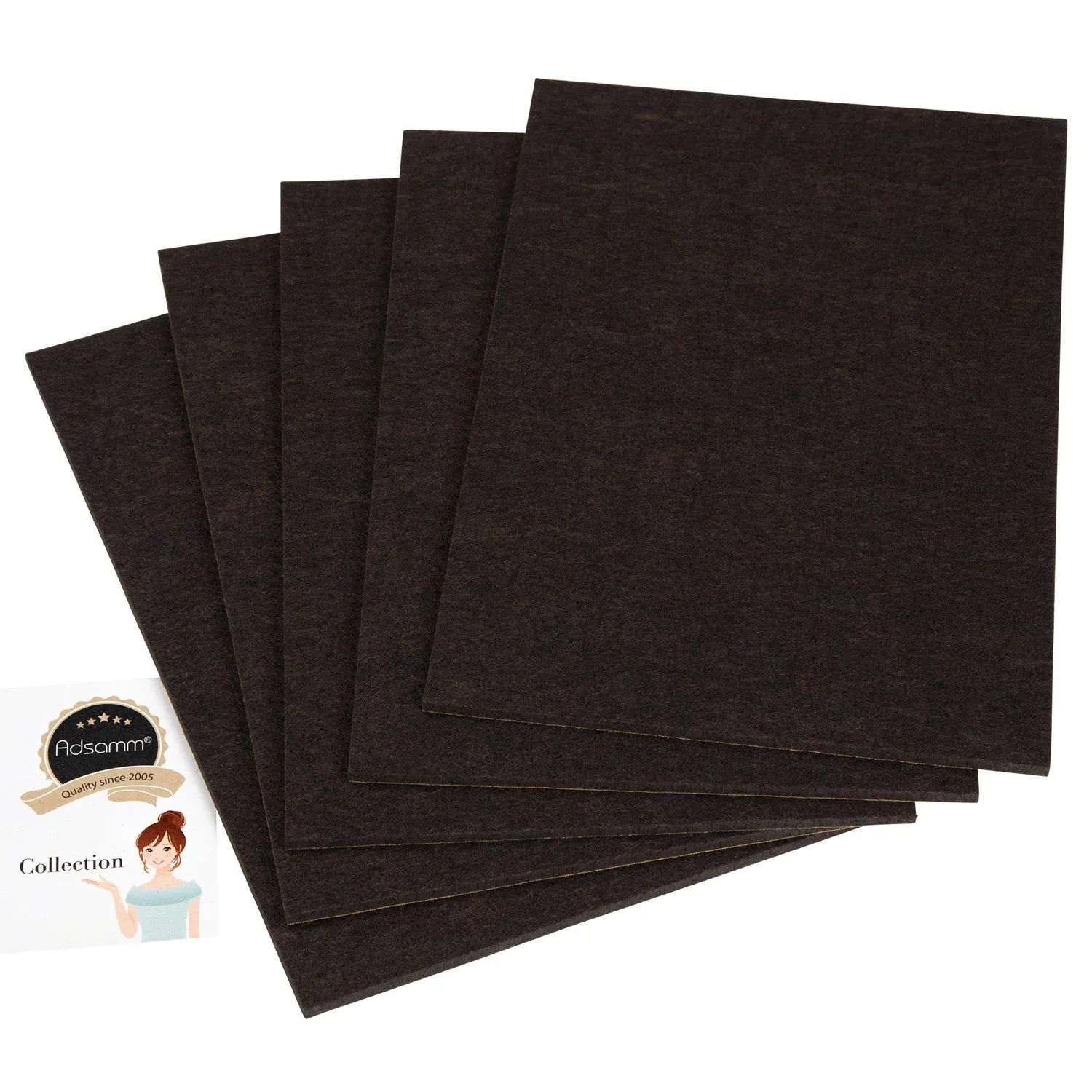 Adsamm fogli feltro autoadesivo 200x300 mm marroni 5 pezzi 5,5 mm