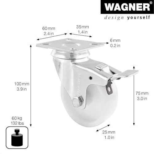 Wagner 03367501 RO 3675 rotella con freno 75 mm 1 pz dura