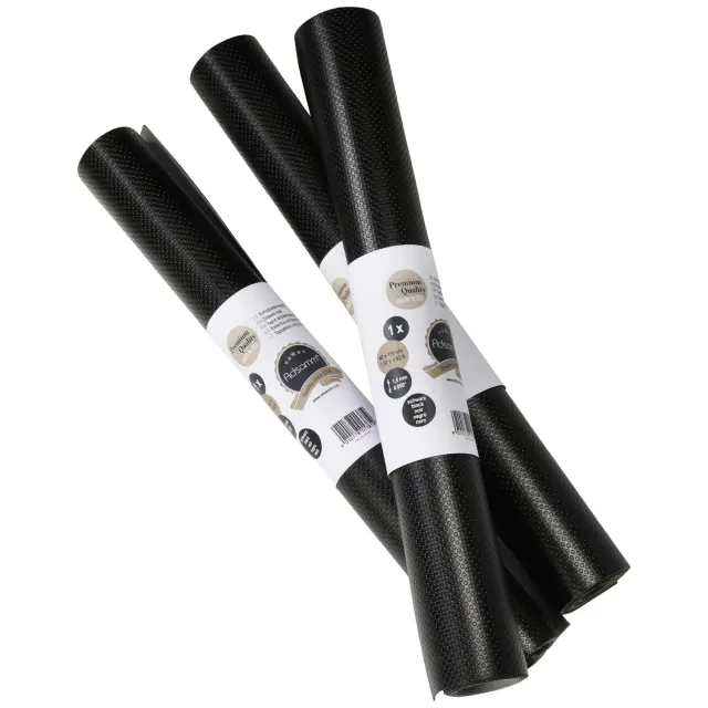 Adsamm Tappetini Antiscivolo 48x200 cm Neri 3 pz PVC