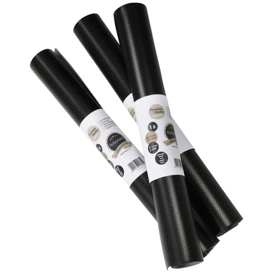 Adsamm Tappetini Antiscivolo 48x200 cm Neri 3 pz PVC
