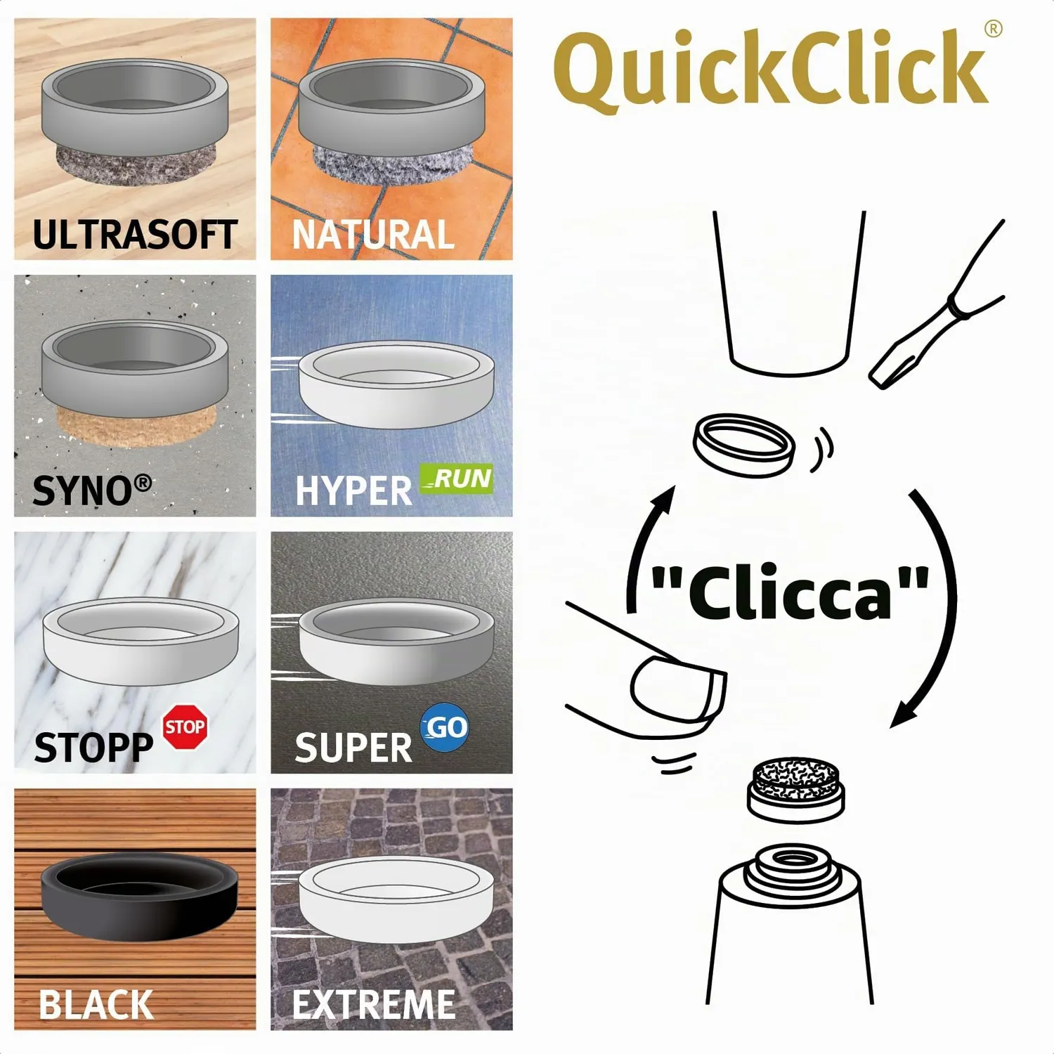 WAGNER QuickClick 15808300 feltrini 4 pz Ø 17 mm feltro lana