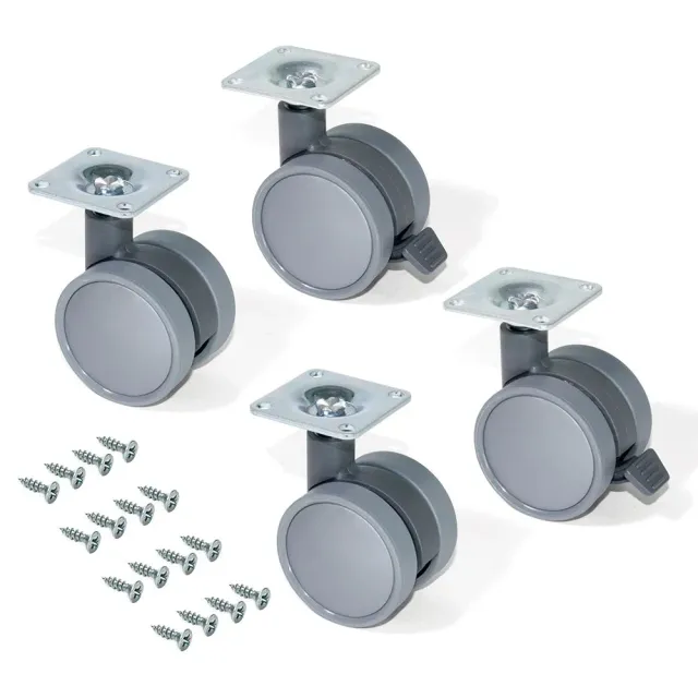 Emuca 2036421 rotelle mobili Ø50 mm grigie set 4 pezzi freno