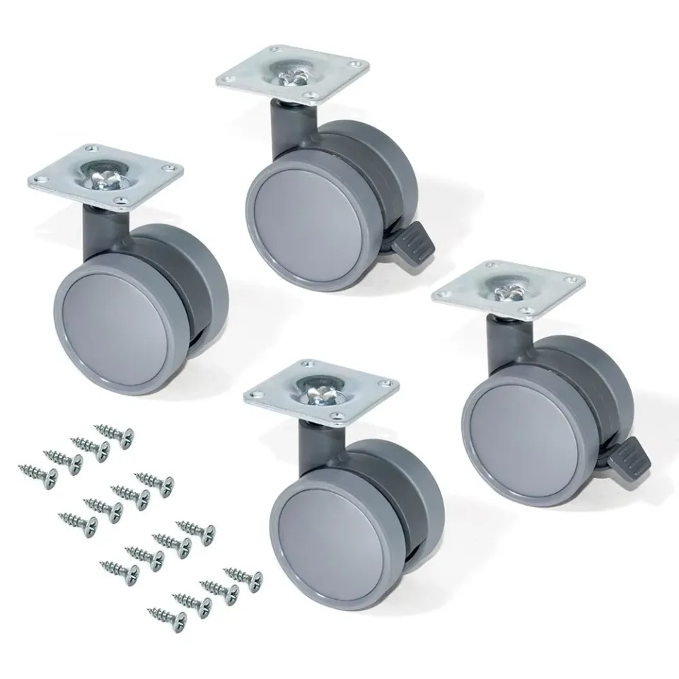 Emuca 2036421 rotelle mobili Ø50 mm grigie set 4 pezzi freno